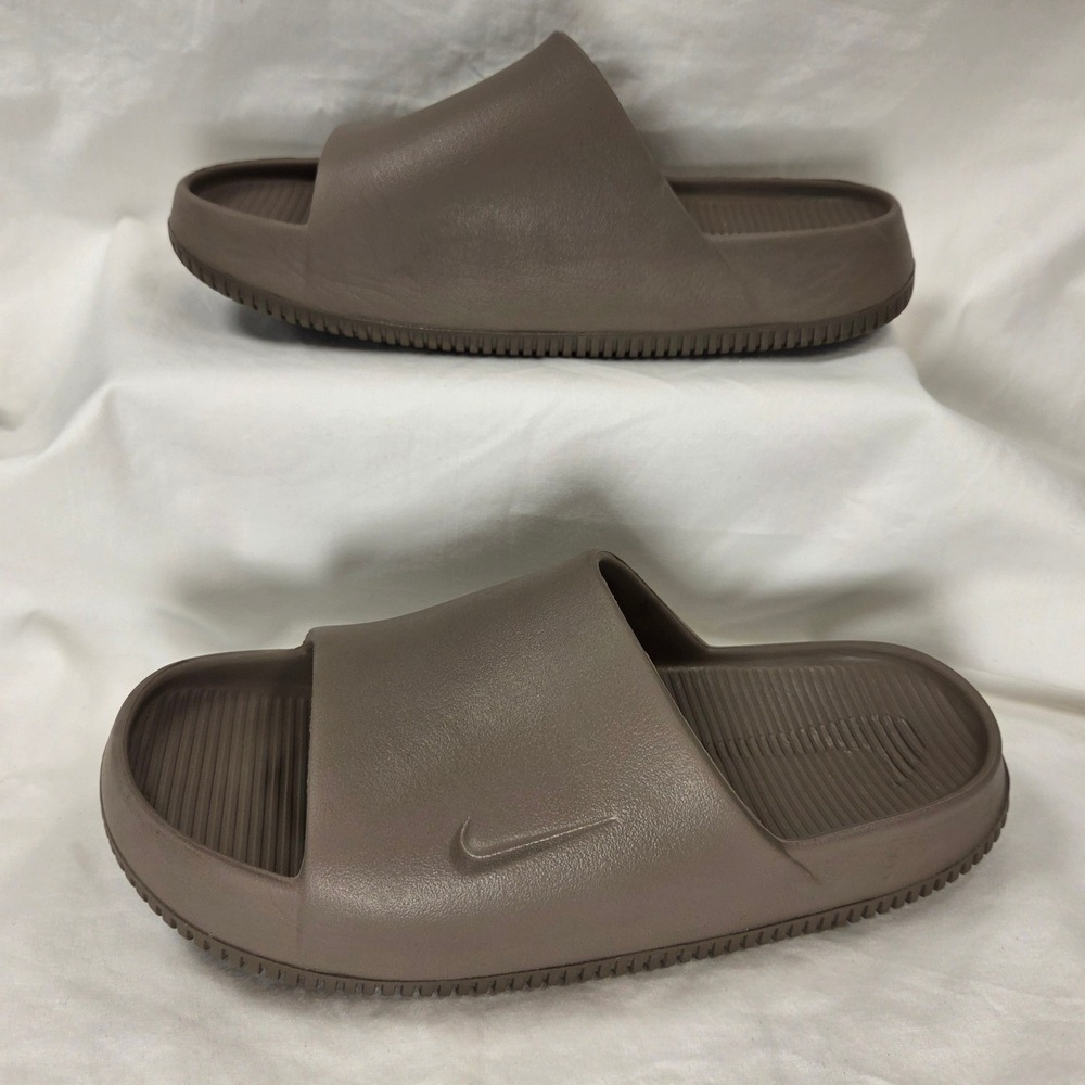 Nike Slides Calm Men 8 Women 9 Mink Brown House Slip On Athletic Casual EUC